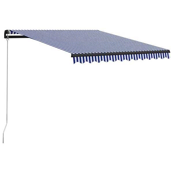 vidaXL Markis manuellt infällbar med LED 300x250 cm blå och vit Blå