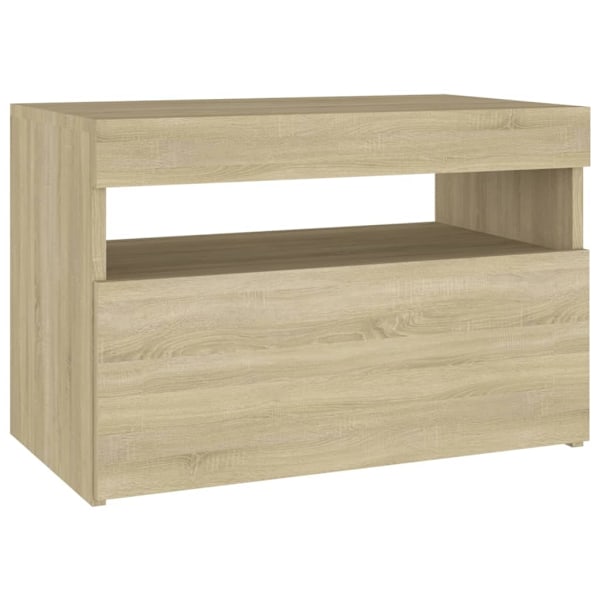 vidaXL Sängbord med LED-belysning sonoma-ek 60x35x40cm konstruerat trä Brun