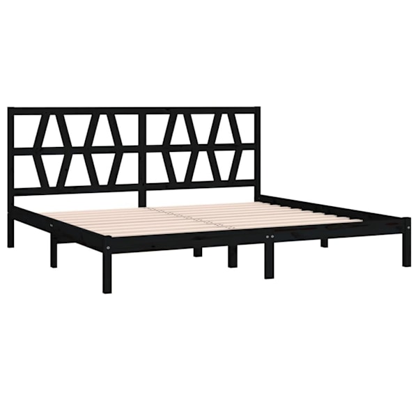 vidaXL Sängram svart massiv furu 200x200 cm Svart
