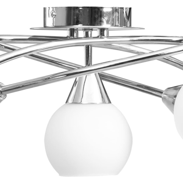 vidaXL Taklampa med keramikskärmar för 5 E14-lampor vit klot Vit