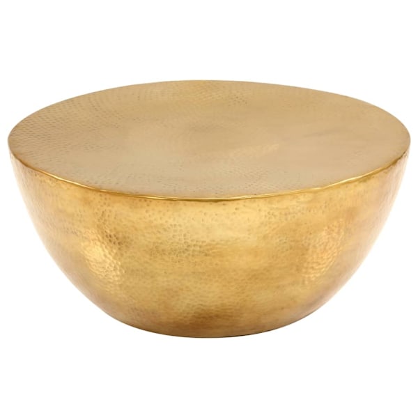 vidaXL Soffbord hamrad aluminium 70x30 cm mässing Guld