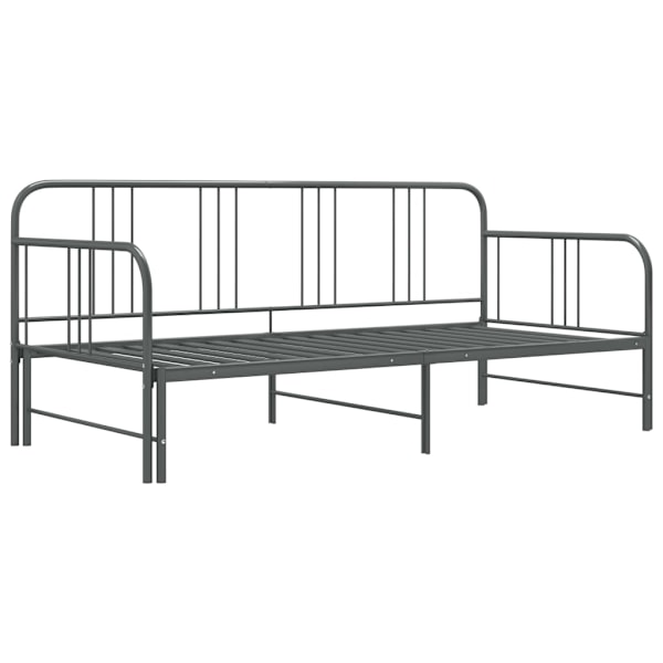vidaXL Utdragbar sängram bäddsoffa grå metall 90x200 cm grå