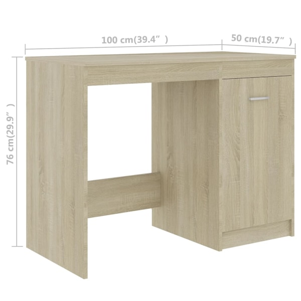 vidaXL Skrivbord sonoma-ek 140x50x76 cm konstruerat trä Brun