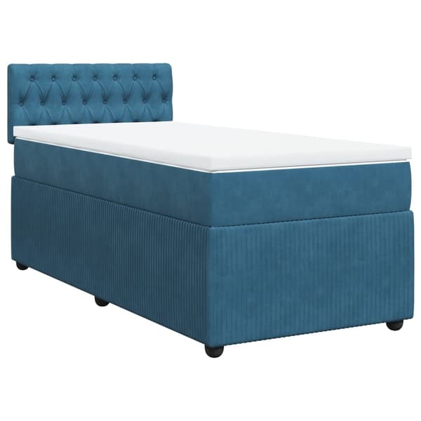 vidaXL Ramsäng med madrass blå 90x190 cm sammet Blå