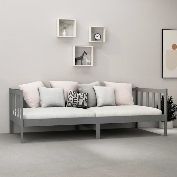 vidaXL Dagbädd grå massiv furu 90x200 cm grå