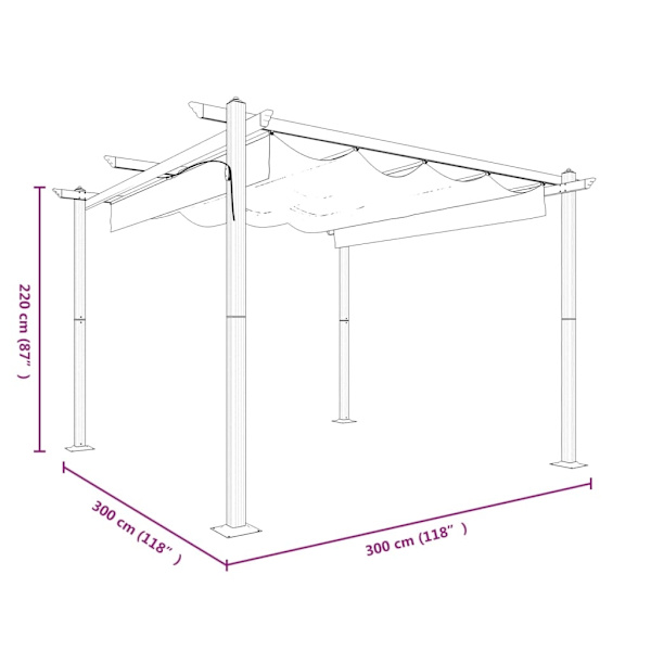 vidaXL Paviljong med infällbart tak 3x3 m taupe Taupe