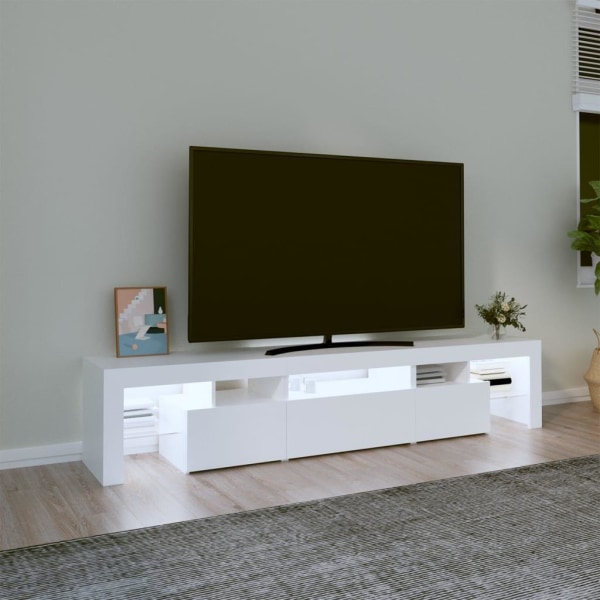 vidaXL Tv-bänk med LED-belysning vit 200x36,5x40 cm Vit