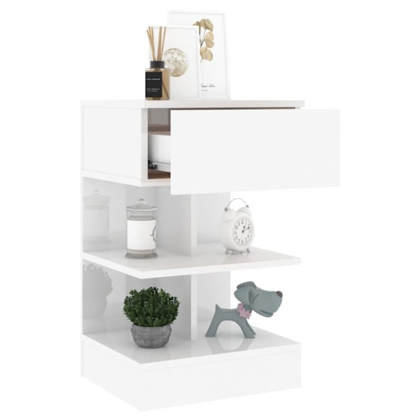 vidaXL Sängbord 2 st vit högglans 40x35x65 cm Vit