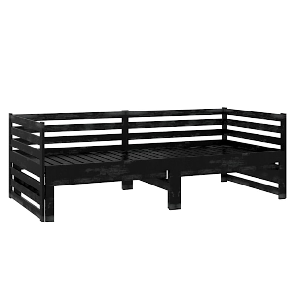 vidaXL Dagbädd svart massiv furu 2x(90x200) cm Svart