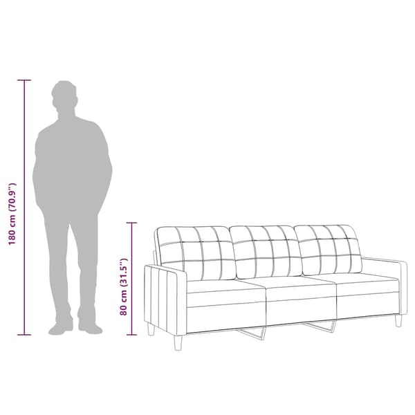vidaXL 3-sitssoffa svart 180 cm tyg art