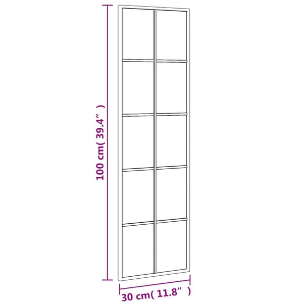 vidaXL Väggspegel svart 30x100 cm rektangulär järn Svart