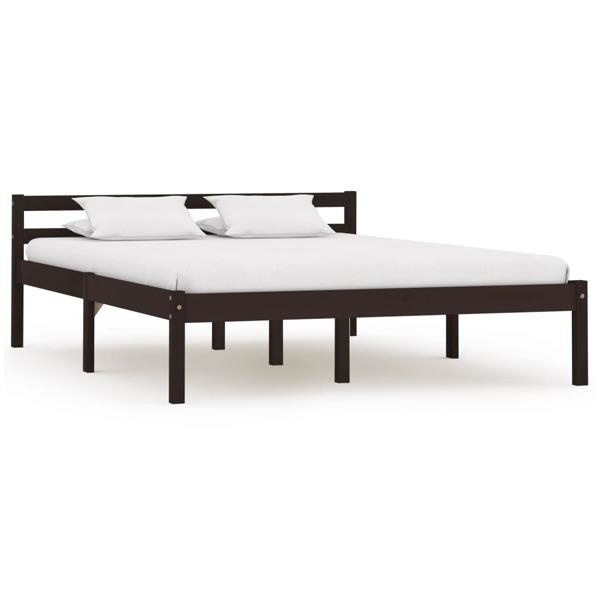 vidaXL Sängram mörkbrun massiv furu 120x200 cm Brun