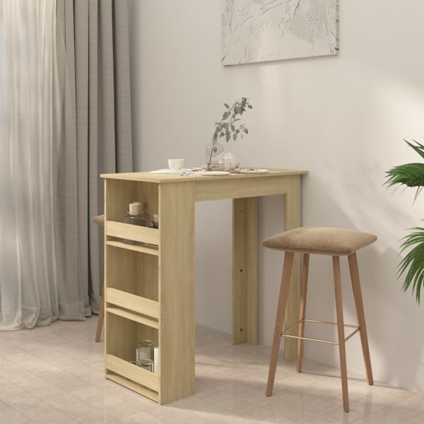vidaXL Barbord med förvaringshyllor sonoma-ek 102x50x103,5 cm Beige