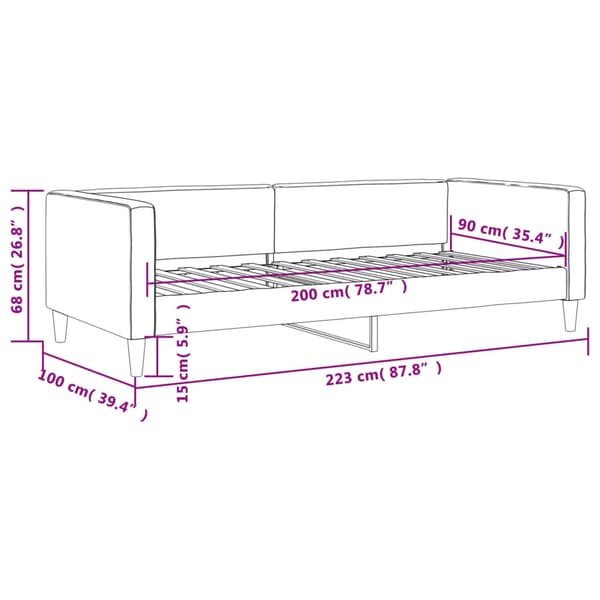 vidaXL Dagbädd mörkgrå 90x200 cm tyg Grå