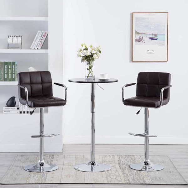 vidaXL Barstolar 2 st brun konstläder Brun