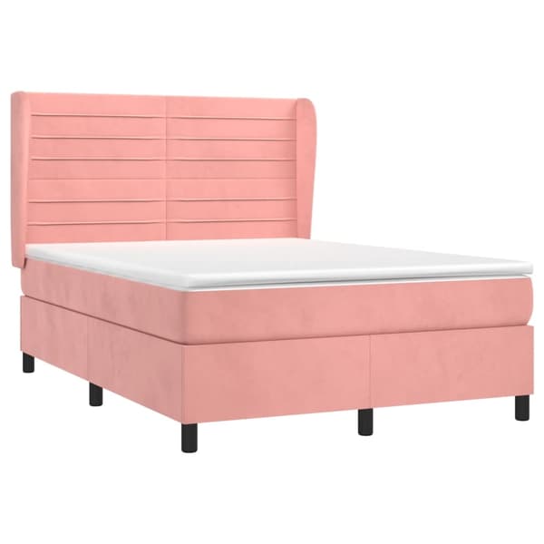 vidaXL Ramsäng med madrass rosa 140x200 cm sammet Rosa