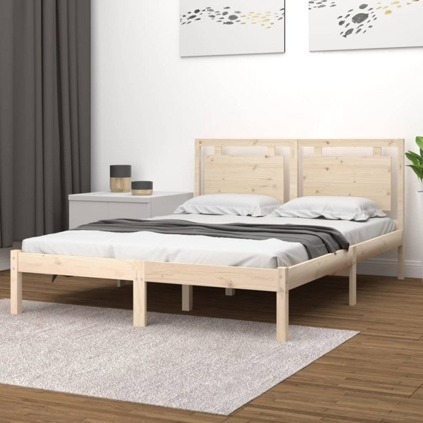 vidaXL Sängram massivt trä 120x190 cm Brun
