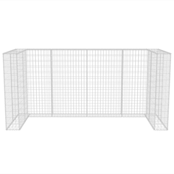 vidaXL Gabionkorg med skydd för 3 soptunnor stål 250x100x120 cm Silver