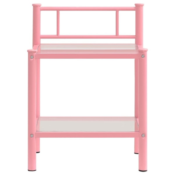vidaXL Sängbord rosa och transparent 45x34,5x60,5 cm metall och Rosa