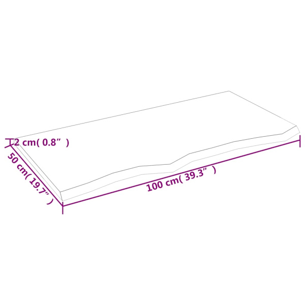 vidaXL Bordsskiva mörkbrun 100x50x2 cm behandlad massiv ek Brun