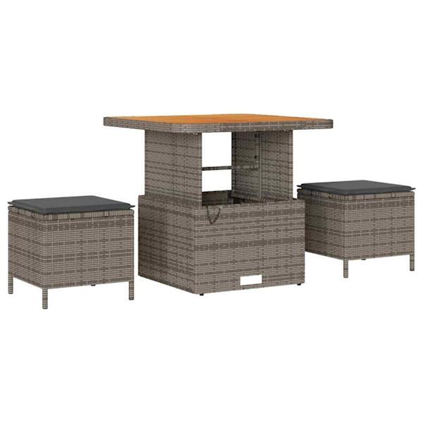 vidaXL Trädgårdsoffset med lagring 9 pcs Grå Poly rattan Grå