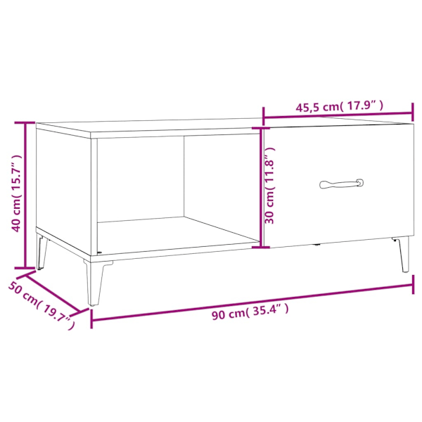 vidaXL Soffbord vit högglans 90x50x40 cm konstruerat trä Vit