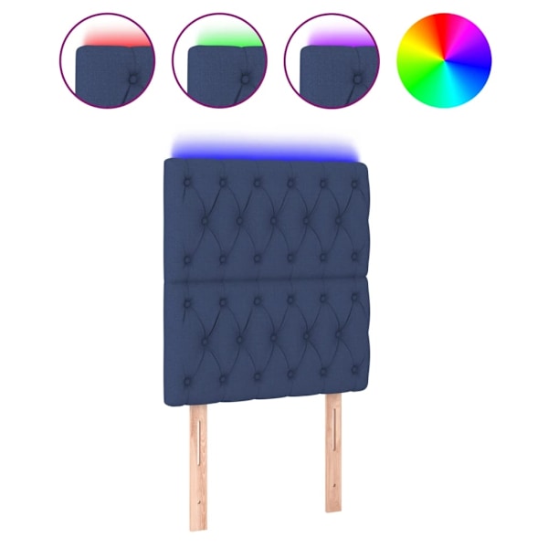 vidaXL Sänggavel LED blå 80x7x118/128 cm tyg Blå
