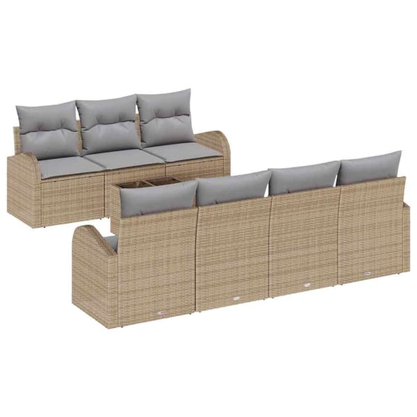 vidaXL Trädgårdsoffset 8 st Beige konstrotting Beige