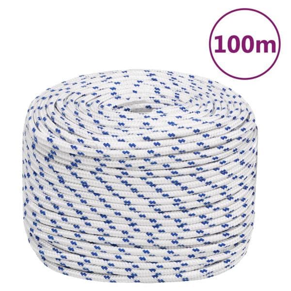 vidaXL Båtlina vit 10 mm 100 m polypropylen