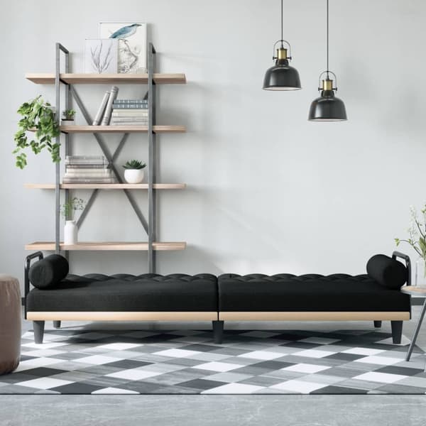 vidaXL Bäddsoffa med armstöd svart tyg art