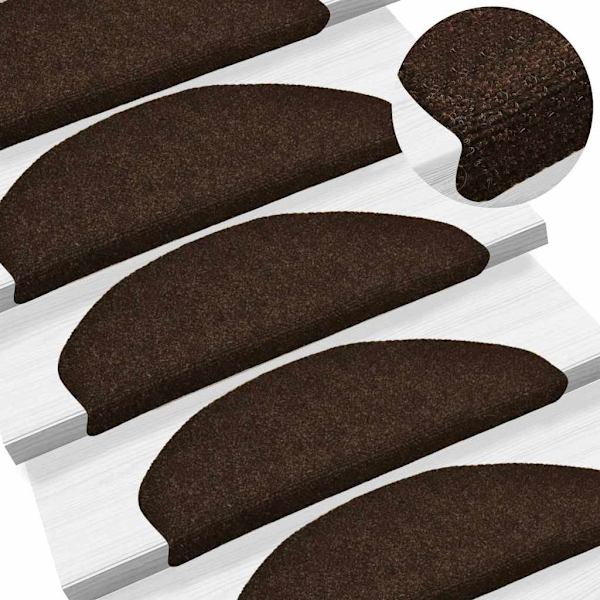 vidaXL Trappstegsmattor självhäftande 10 st brun 65x21x4 cm brodyr Brun