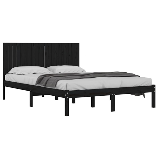 vidaXL Sängram svart massiv furu 200x200 cm Svart