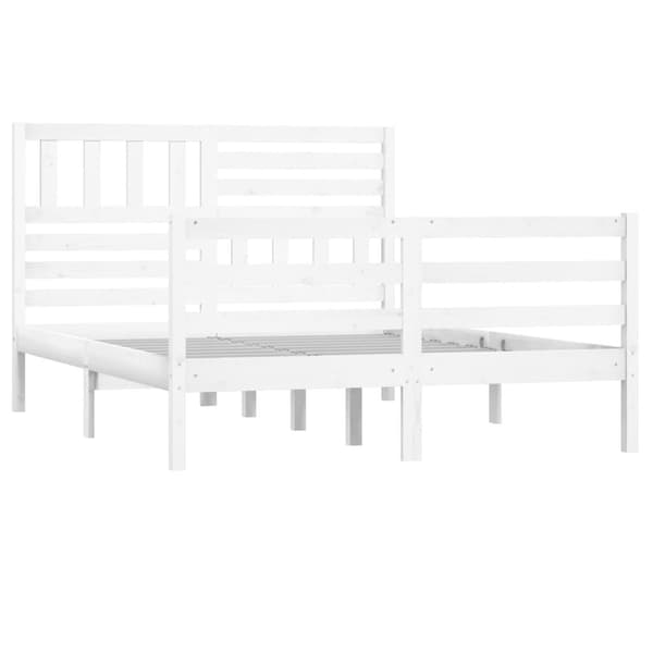 vidaXL Sängram massivt trä 150x200 cm vit Vit