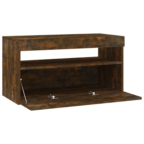 vidaXL Tv-bänk med LED-belysning rökfärgad ek 75x35x40 cm Brun