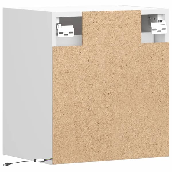 vidaXL Väggmonterade sängbord med LED-lampor 2 st vit Vit