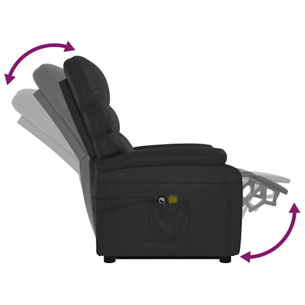 vidaXL Massagefåtölj med uppresningshjälp svart konstläder Svart