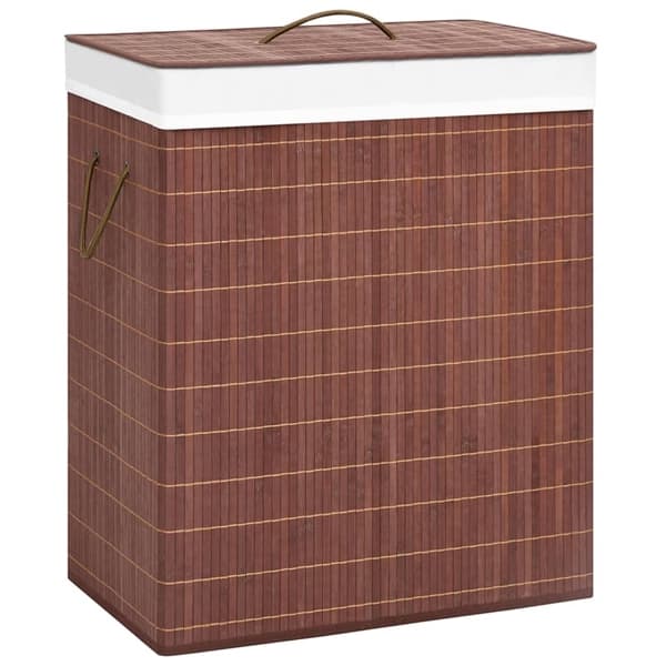vidaXL Tvättkorg bambu med 2 sektioner brun 100 L Brun