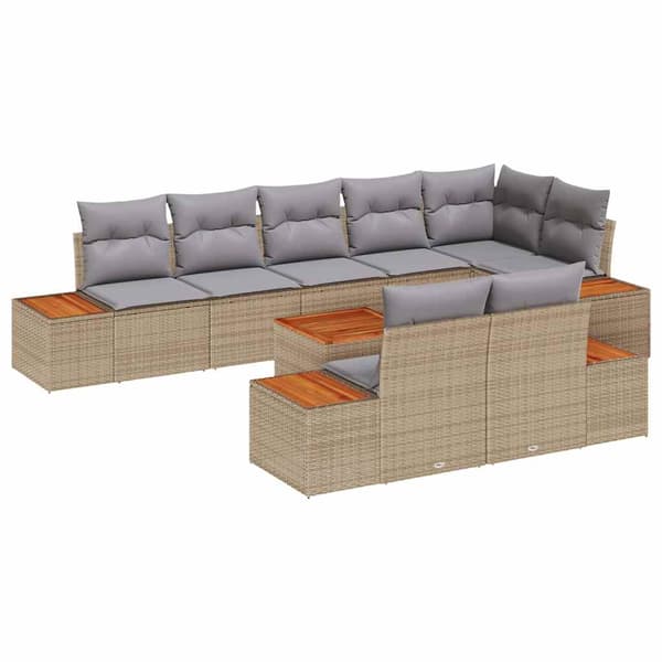 vidaXL Trädgårdsoffset 9 st Beige Poly rattan Beige