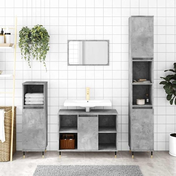 vidaXL Badrumsskåp betonggrå 30x30x100 cm konstruerat trä Grå