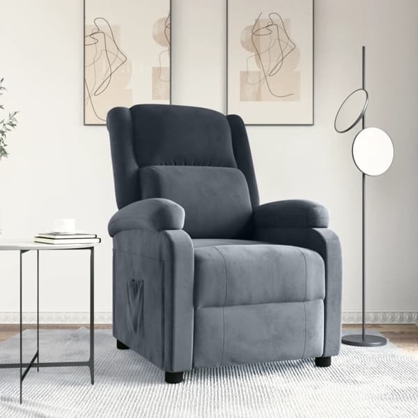 vidaXL Reclinerfåtölj mörkgrå sammet Grå
