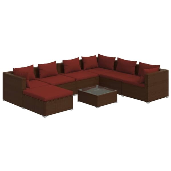 vidaXL Loungegrupp med dynor 8 delar konstrotting brun Brun
