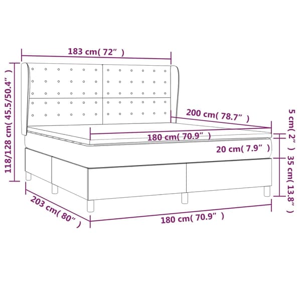 vidaXL Ramsäng med madrass ljusgrå 180x200 cm tyg Grå