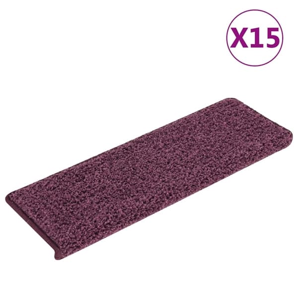 vidaXL Trappmattor 15 st 65x21x4 cm mörklila rektangulär kant Lila