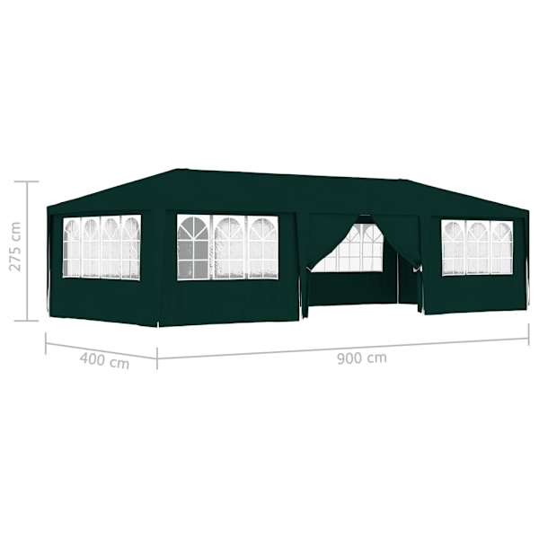 vidaXL Professionellt partytält med väggar 4x9 m grön 90 g/m² Grön