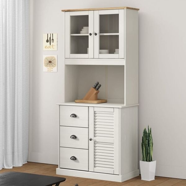 vidaXL Högskåp VIGO vit 78x40x175 cm massiv furu Vit