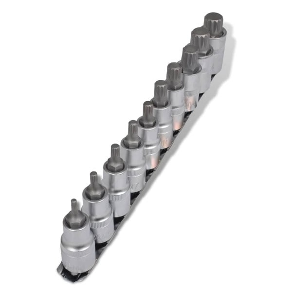 vidaXL Bitssats 1/2" 12-kant kromvanadiumstål 10-pack