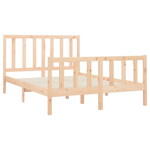 vidaXL Sängram massiv furu 140x200 cm Brun