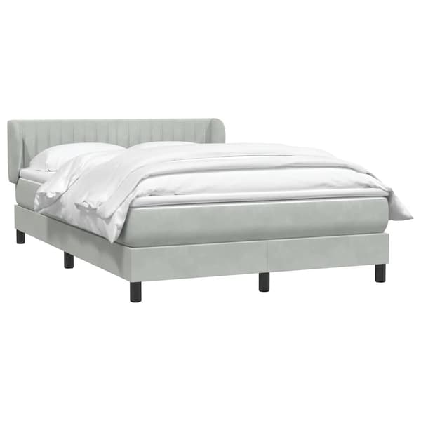 vidaXL Ramsäng med madrass ljusgrå 160x220 cm sammet Grå