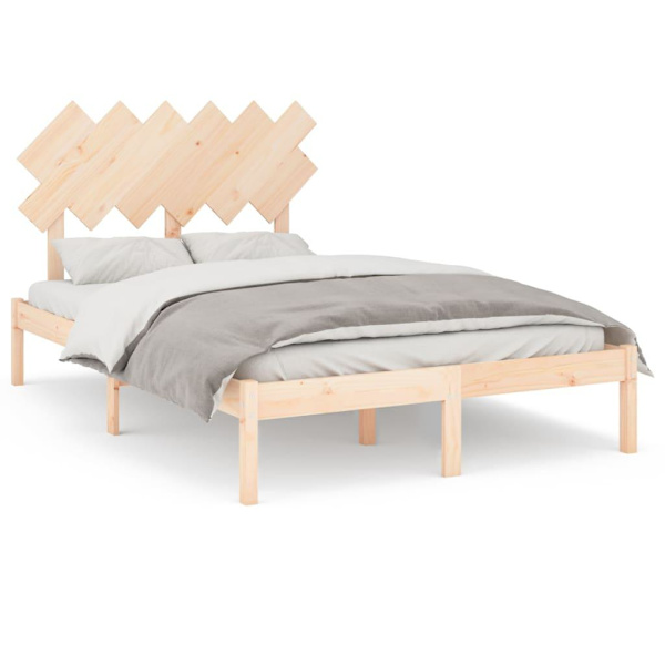 vidaXL Sängram massiv furu 120x190 cm Brun