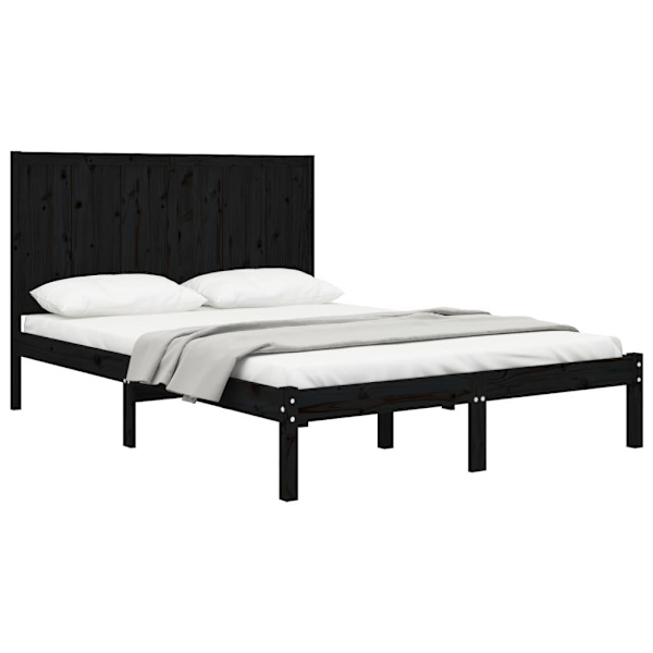 vidaXL Sängram svart massiv furu 120x200 cm Svart
